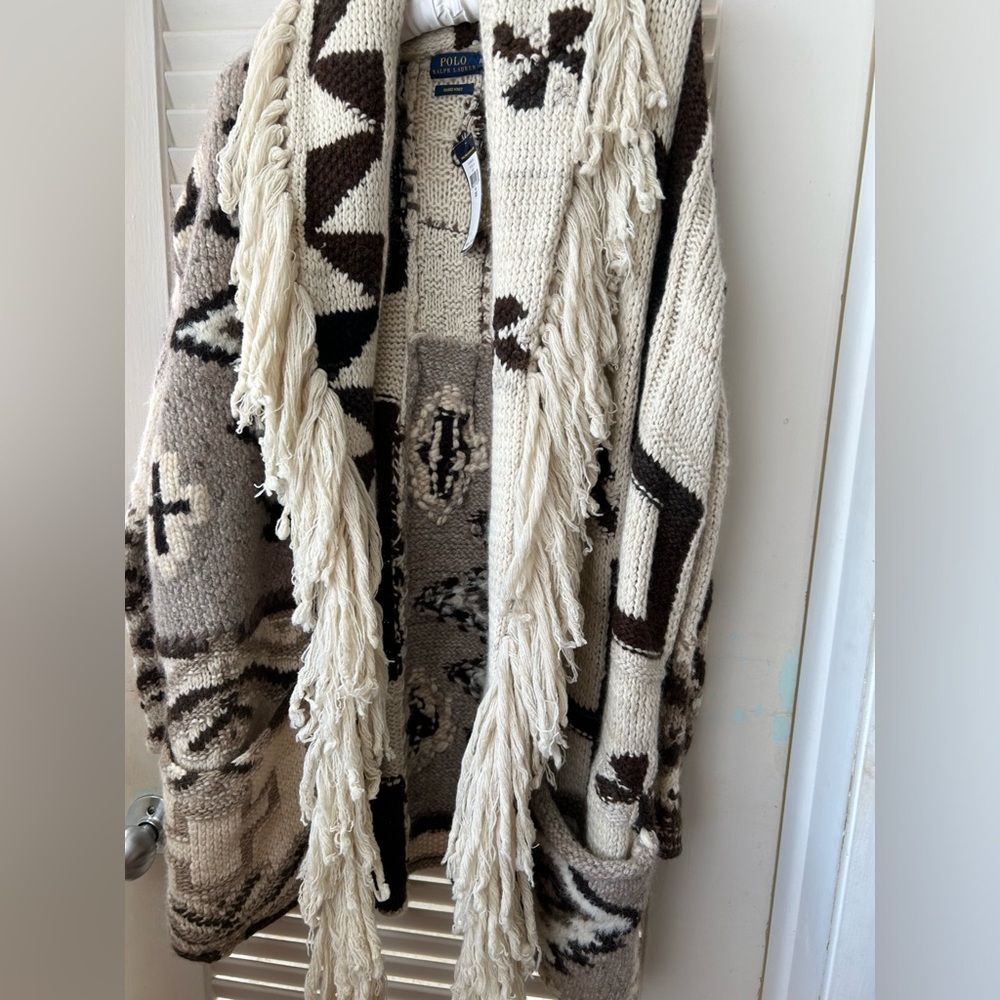 NWT Polo Ralph Lauren Aztec Southwestern Sweater with Fringe - Picture 2 of 6